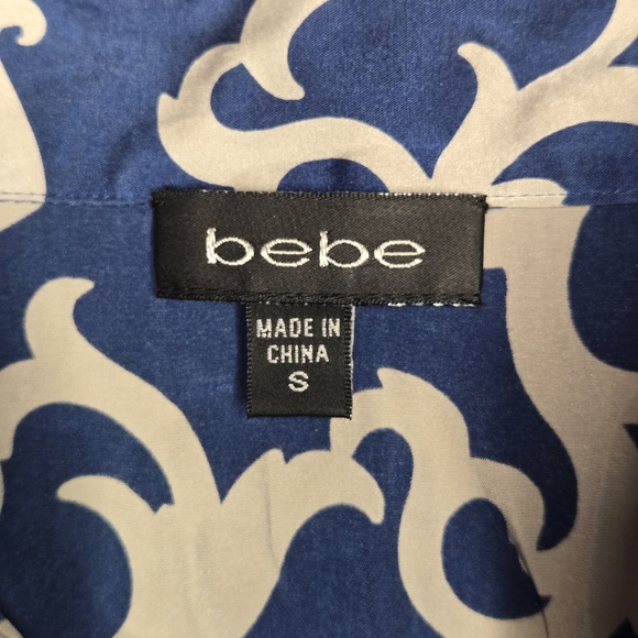 Y2k Bebe Blue and White Silk Top ! - Picture 5 of 8